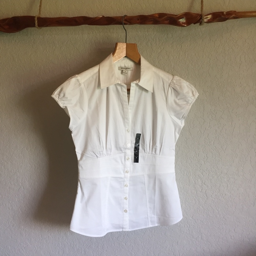 NWT! Banana Republic short sleeve shirt, white